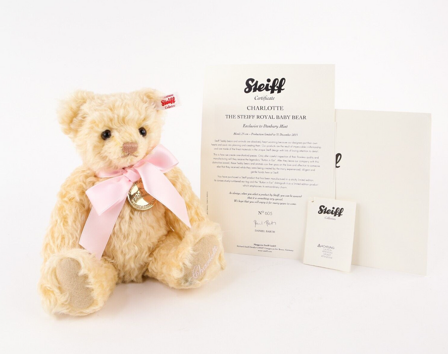 STEIFF 'CHARLOTTE' DANBURY MINT LIMITED EDITION ROYAL BABY TEDDY BEAR 664809 COA