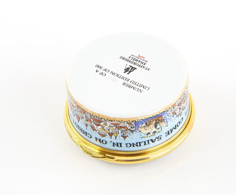 STAFFORDSHIRE 'I SAW THREE SHIPS, CHRISTMAS 1998' ENAMEL TRINKET PILL BOX