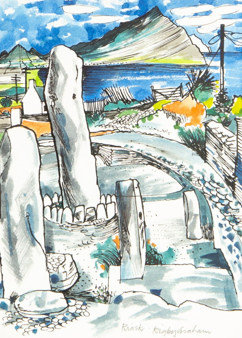 RIGBY GRAHAM, 'RIASK', ORIGINAL WATERCOLOUR & INK PAINTING, SIGNED