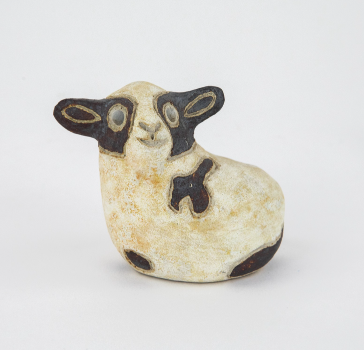 ROSEMARY WREN, OXSHOTT POTTERY - CALF, STUDIO ART COW FIGURE MODEL, SIGNED