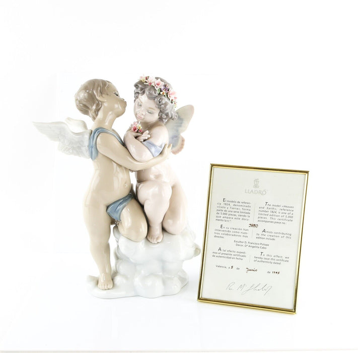 LLADRO 'HEAVEN AND EARTH' CHERUB CHILDREN LARGE FIGURE MODEL 1824, BOXED & COA