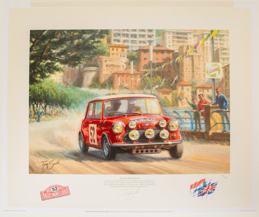 TONY SMITH, 'SECOND MINI MONTE', LIMITED EDITION CLASSIC CAR RALLY PRINT 23/495