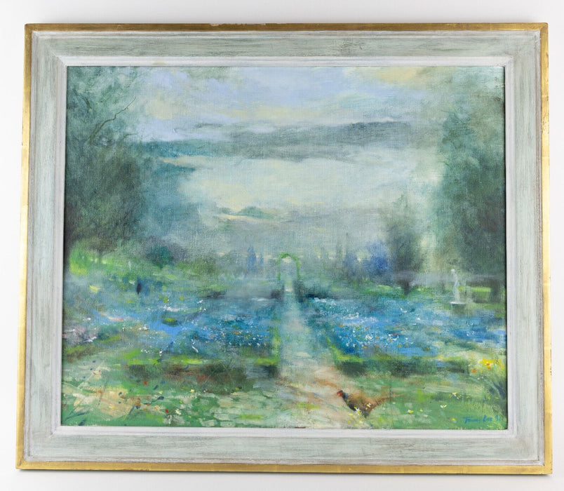 TERRY LEE, 'EVENING', LANDSCAPE GARDEN STUDY, ORIGINAL OIL PAINTING, SIGNED