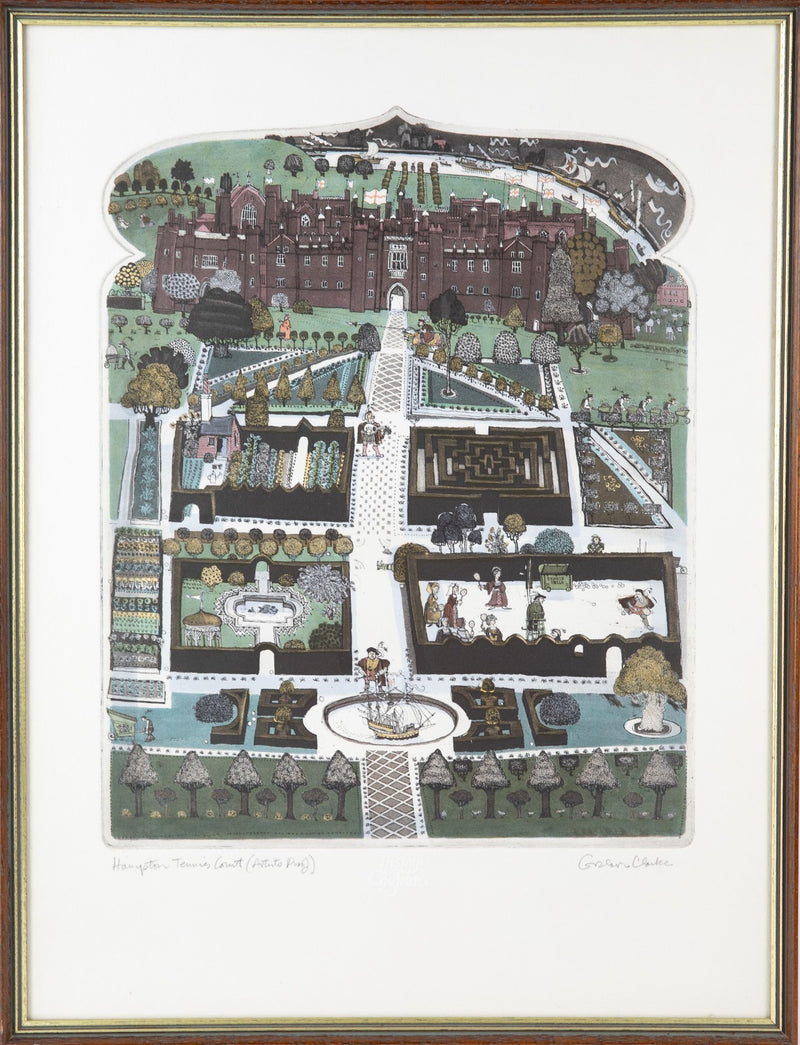GRAHAM CLARKE 'HAMPTON TENNIS COURT' LIMITED EDITION PROOF ETCHING PRINT, SIGNED