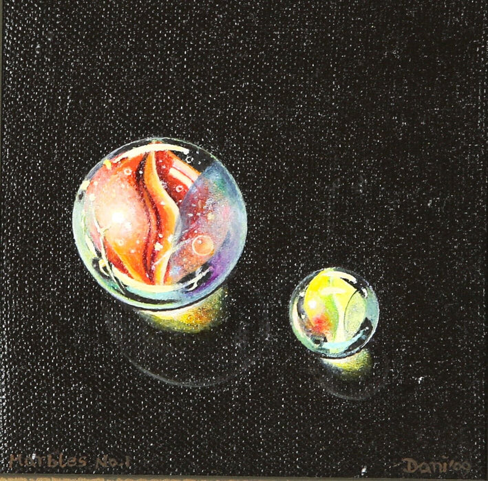 DANI HUMBERSTONE, 'MARBLES No.1', ORIGINAL STILL LIFE OIL PAINTING, SIGNED