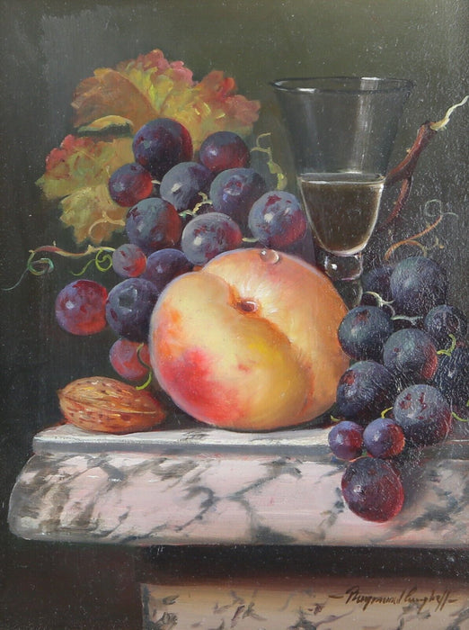 RAYMOND CAMPBELL - STILL LIFE WITH FRUIT & WINE, ORIGINAL OIL PAINTING, SIGNED