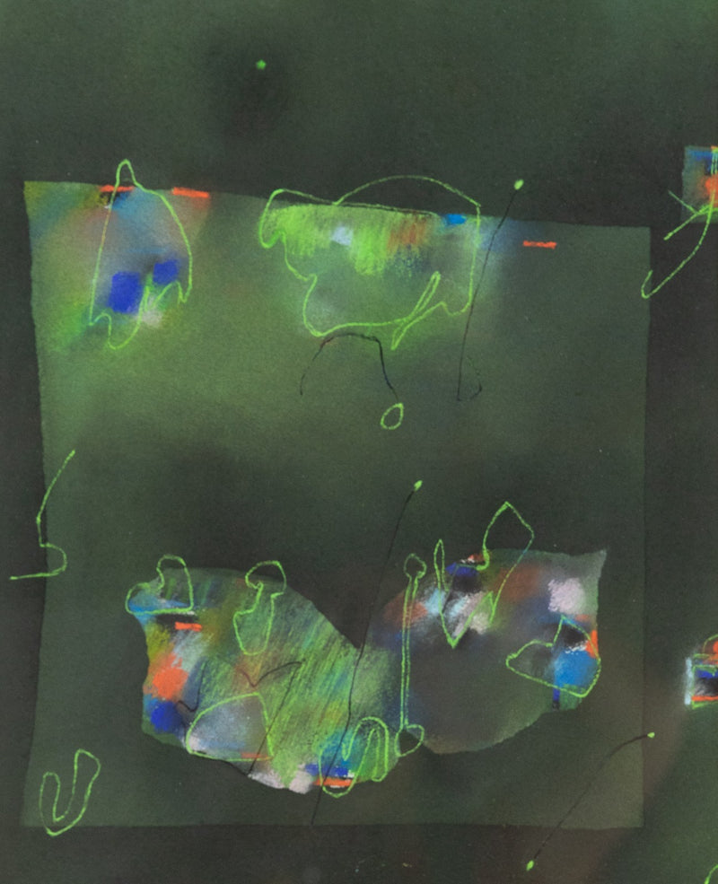 DAVID BLACKBURN, 'COASTAL - BUTTERFLY GREEN', 1976 ABSTRACT PASTEL, SIGNED