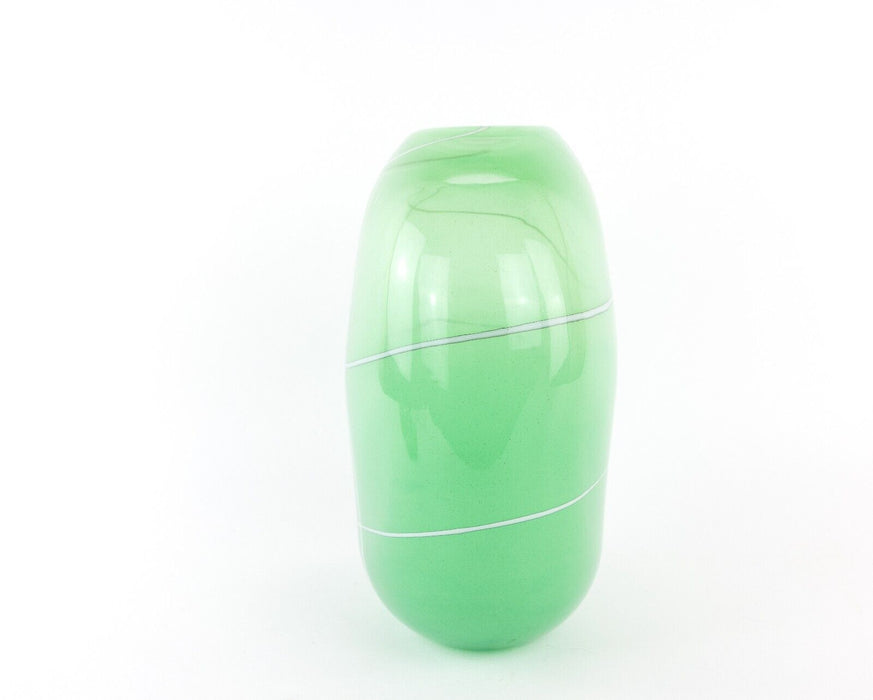 VILNIUS STUDIO - LARGE CONTEMPORARY LITHUANIAN GREEN/WHITE ART GLASS VASE