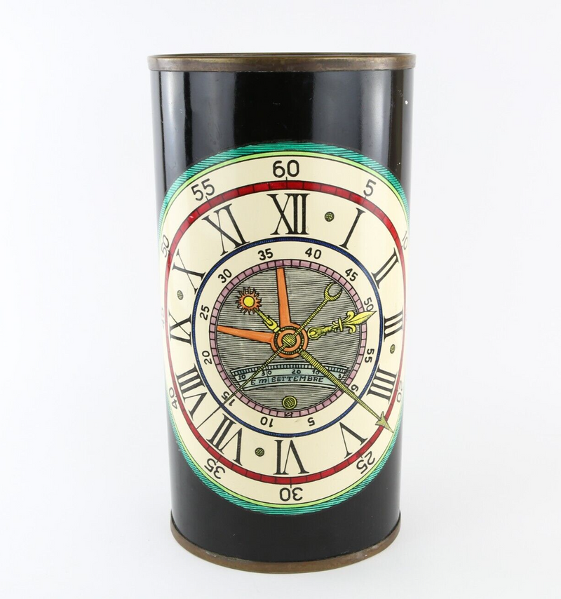 FORNASETTI, MILANO 'CLOCK DIAL' VINTAGE UMBRELLA STICK HALL STAND, LABEL TO BASE