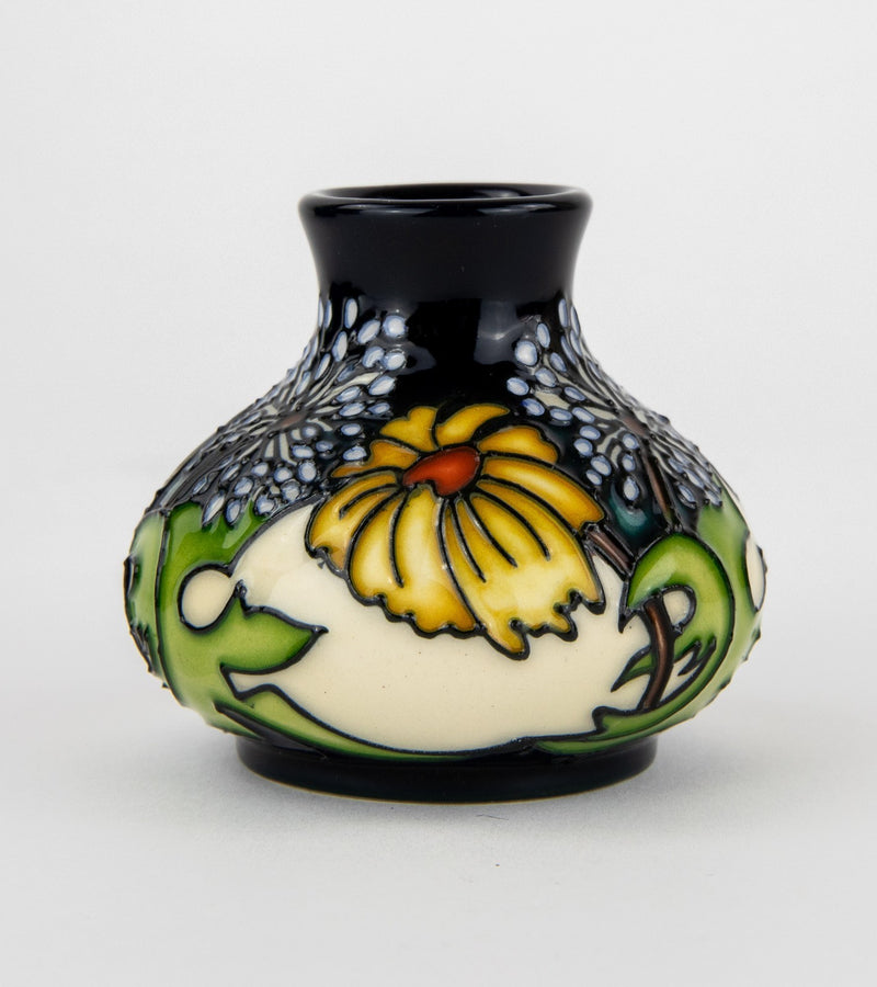 MOORCROFT POTTERY 'DAISY MAY' 2008 KERRY GOODWIN SQUAT VASE BOXED