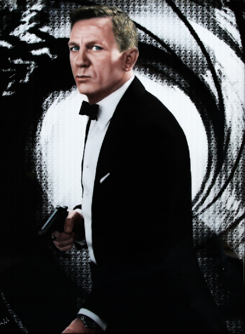 NICK HOLDSWORTH 'JAMES BOND SWIRL' 007 DANIEL CRAIG ORIGINAL MIXED MEDIA, SIGNED