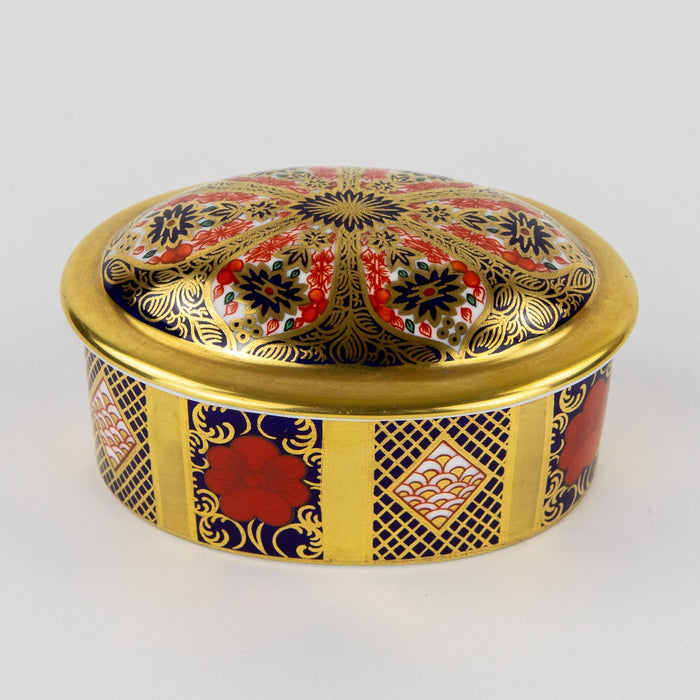ROYAL CROWN DERBY - JAPANESE OLD IMARI 1128 OVAL LIDDED TRINKET JEWELLERY BOX