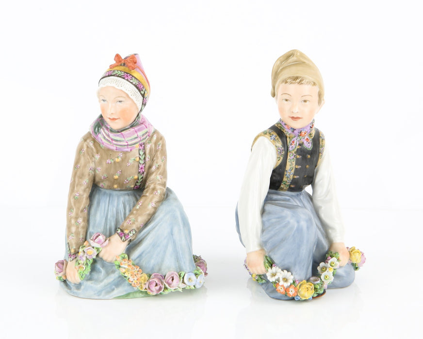 ROYAL COPENHAGEN - FANO GIRL & AMAGER BOY, HANSEN FIGURE MODELS 12413 12414
