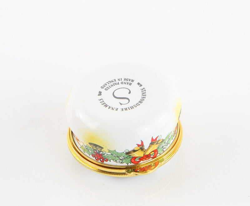 STAFFORDSHIRE 'CHRISTMAS 1991' CHRISTMAS CAROLLERS ENAMEL TRINKET PILL BOX