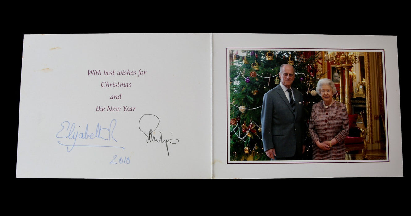 HM QUEEN ELIZABETH II & PRINCE PHILIP SIGNED AUTOGRAPHED 2010 ROYAL CHRISTMAS CARD