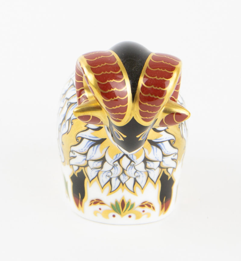 ROYAL CROWN DERBY ’DERBY RAM' PAPERWEIGHT FIGURE MODEL & GOLD STOPPER