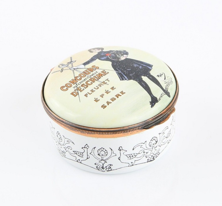 CRUMMLES & CO 'GAMES OF THE IIND OLYMPIAD' LIBERTY ENAMEL TRINKET PILL BOX