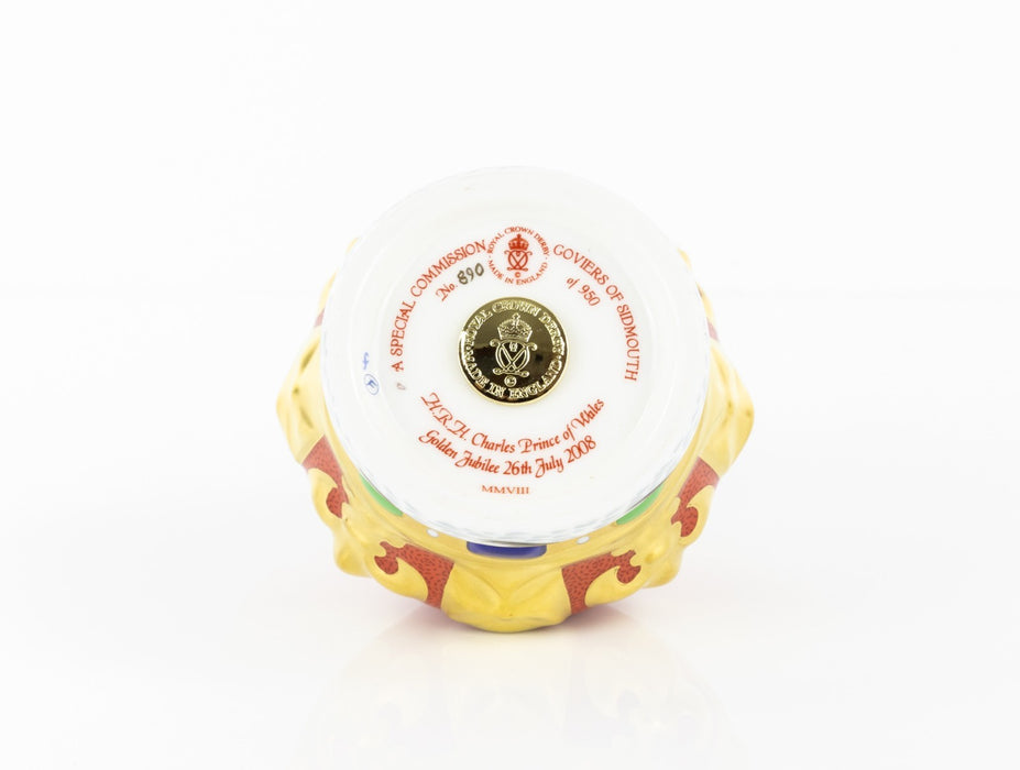 ROYAL CROWN DERBY - PRINCE OF WALES GOLDEN JUBILEE LIMITED EDITION PAPERWEIGHT