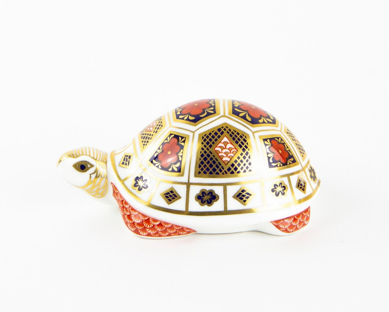 ROYAL CROWN DERBY ’TURTLE' PAPERWEIGHT FIGURE MODEL & GOLD STOPPER