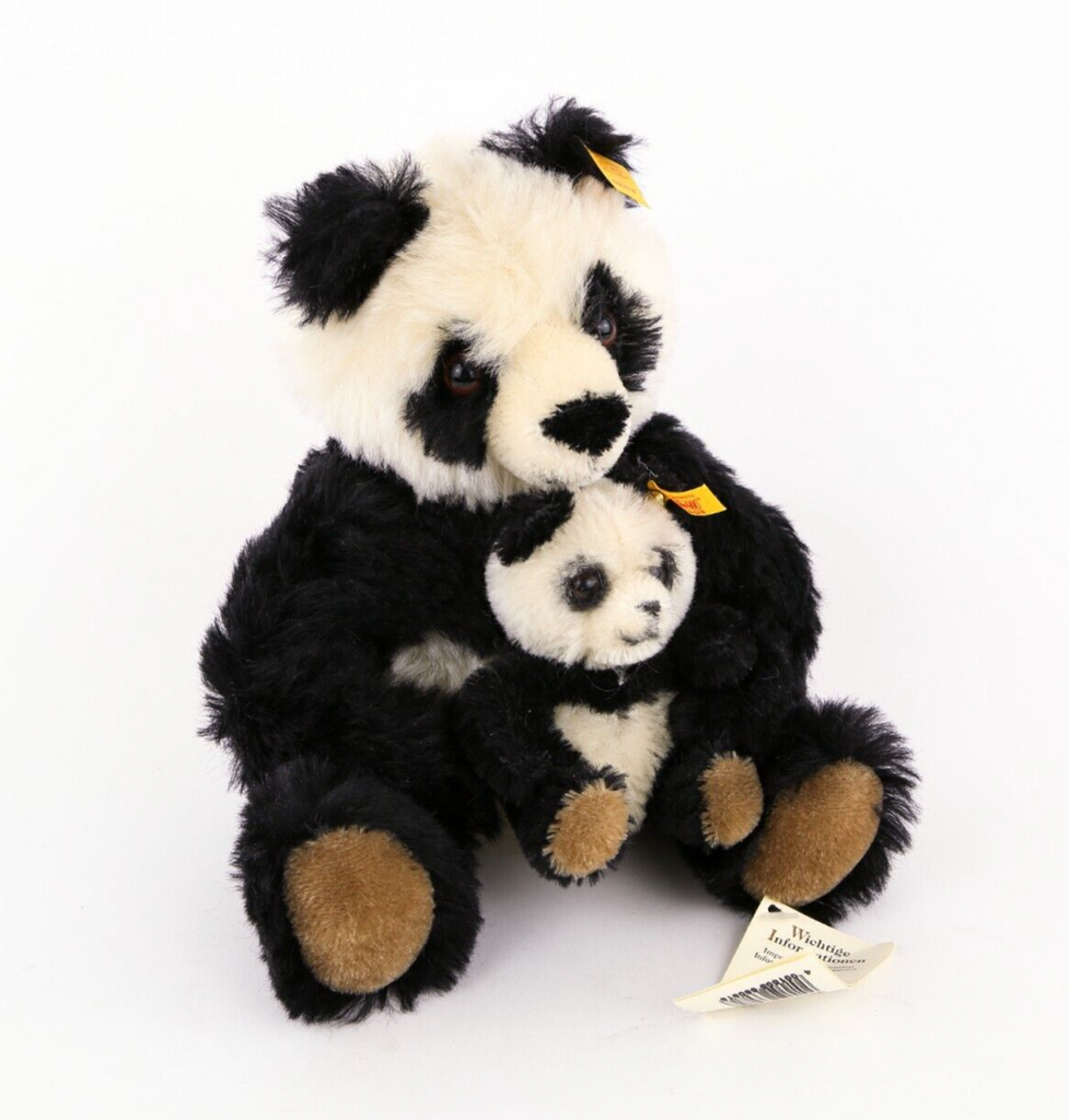 Steiff Panda & Cub Mohair Teddy Bear 660818 & Tags — PM Antiques