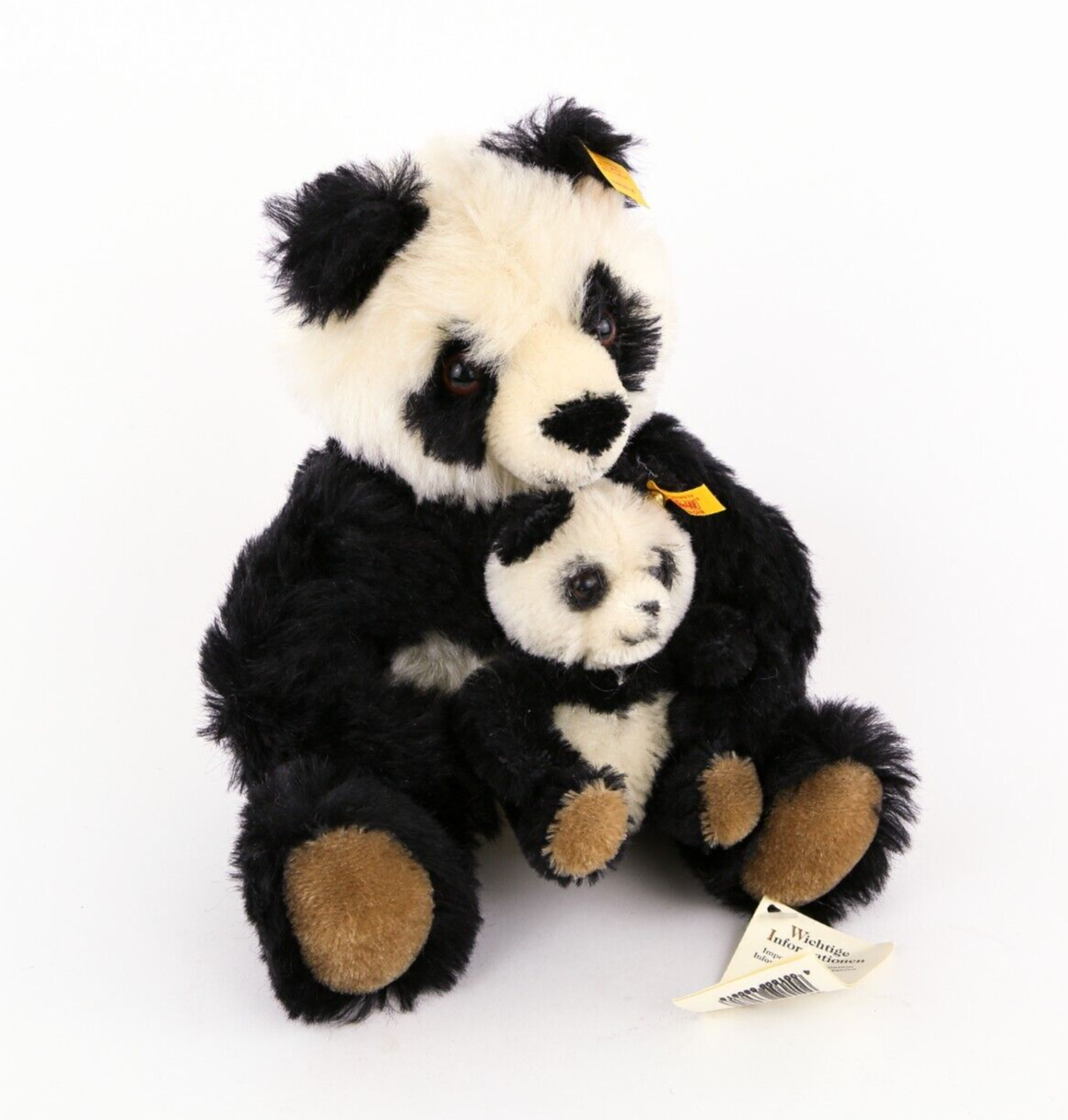 teddy Steiff Panda & Cub Mohair Teddy Bear 660818 & Tags — PM Antiques