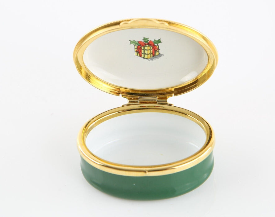 STAFFORDSHIRE 'HARRODS 1991 CHRISTMAS' CHILDREN SINGING ENAMEL TRINKET PILL BOX