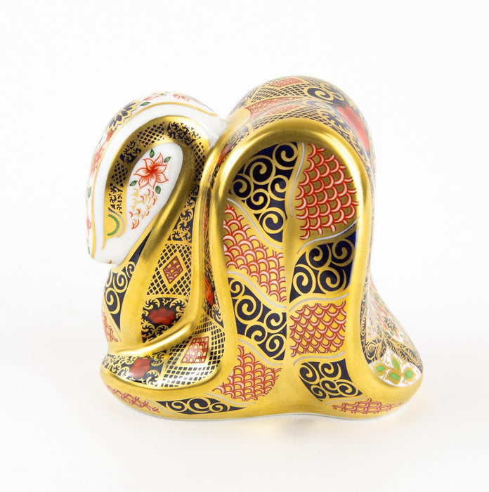 ROYAL CROWN DERBY ’OLD IMARI SNAKE' PAPERWEIGHT FIGURE MODEL & GOLD STOPPER