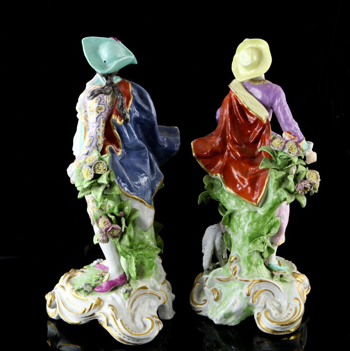 IMPERIAL SHEPHERD & SHEPHERDESS - ANTIQUE CONTINENTAL CHELSEA STYLE FIGURE MODEL