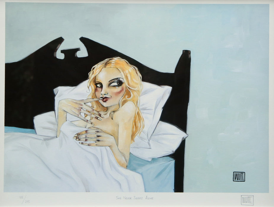 TODD WHITE, 'SHE NEVER SLEEPS ALONE', LIMITED EDITION PRINT 188/295, SIGNED