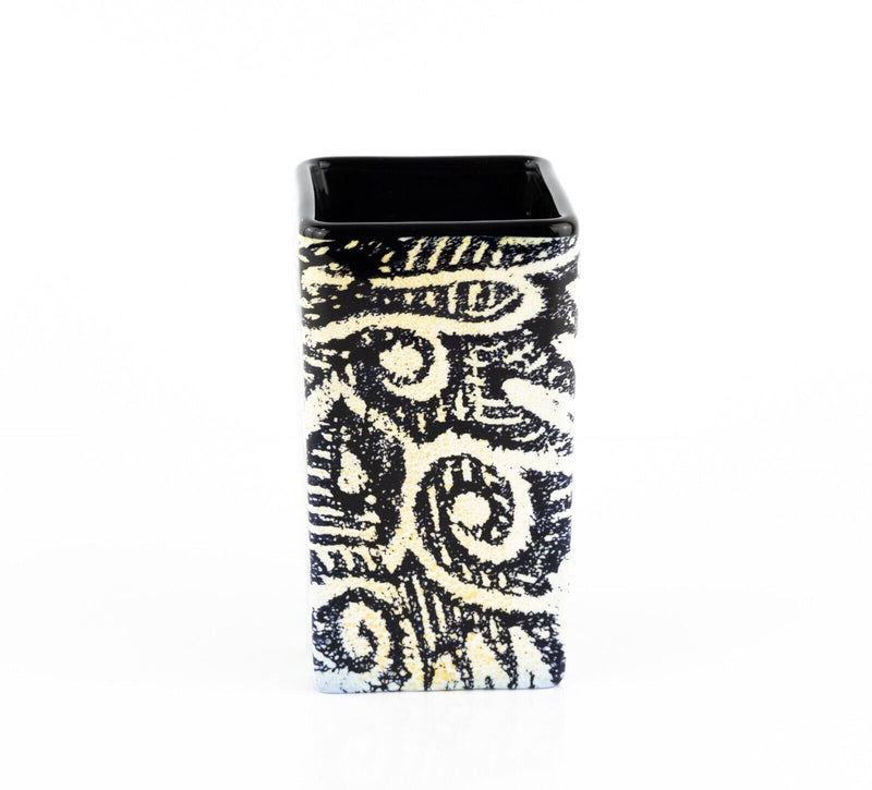 TIMOTHY HARRIS FOR ISLE OF WIGHT 'JAZZY MONOCHROME' GLASS RECTANGLE VASE