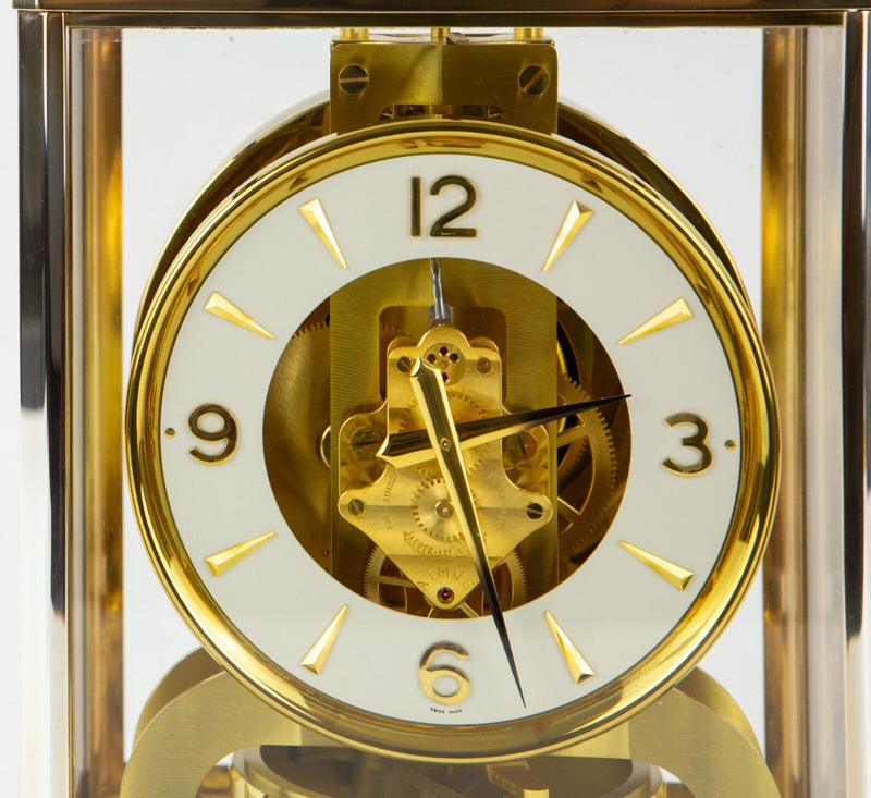 JAEGER LECOULTRE ATMOS RHODIUM PLATED SILVER COLOUR BRACKET MANTEL CLOCK, BOXED