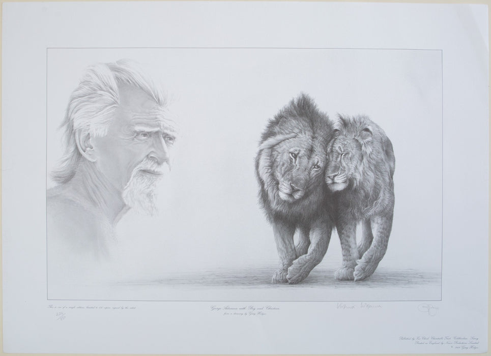 GARY HODGES 'GEORGE ADAMSON WITH BOY AND CHRISTIAN' SIGNED LIMITED EDITION PRINT