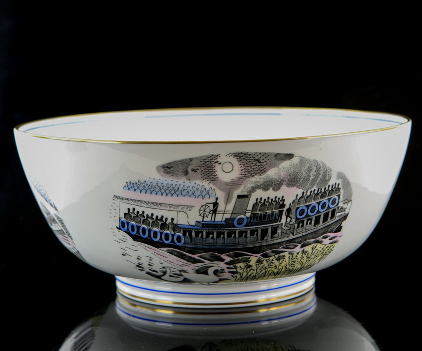 ERIC RAVILIOUS, WEDGWOOD 'BOAT RACE' LARGE CENTREPIECE BOWL 1/250, BOXED & COA