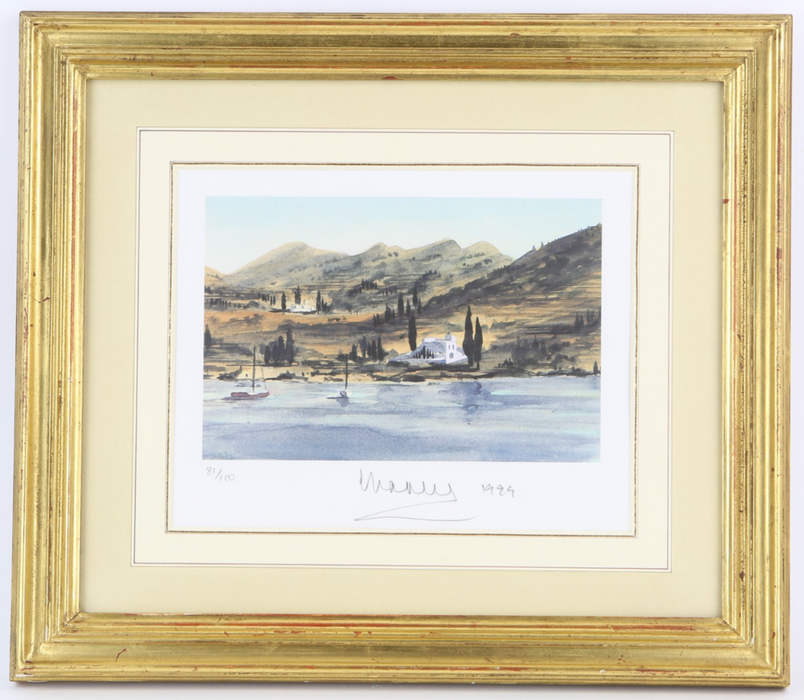 KING CHARLES III / PRINCE OF WALES 'GREEK ISLAND LANDSCAPE' SIGNED PRINT 81/100