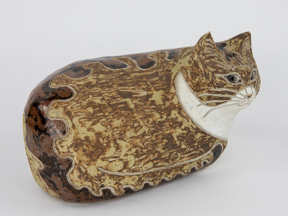 ROSEMARY WREN, OXSHOTT POTTERY - 'STEPCOTE CAT 1980' STUDIO FIGURE MODEL, SIGNED
