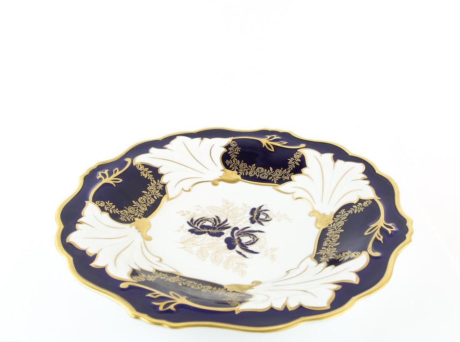 WEIMAR, GERMANY - 'JUTTA' BLUE AND GOLD FLORAL LARGE PLATE BOWL