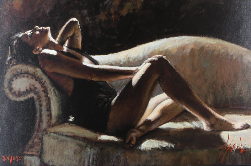 FABIAN PEREZ 'PAOLA ON THE COUCH' LARGE LIMITED EDITION CANVAS PRINT 84/195 COA