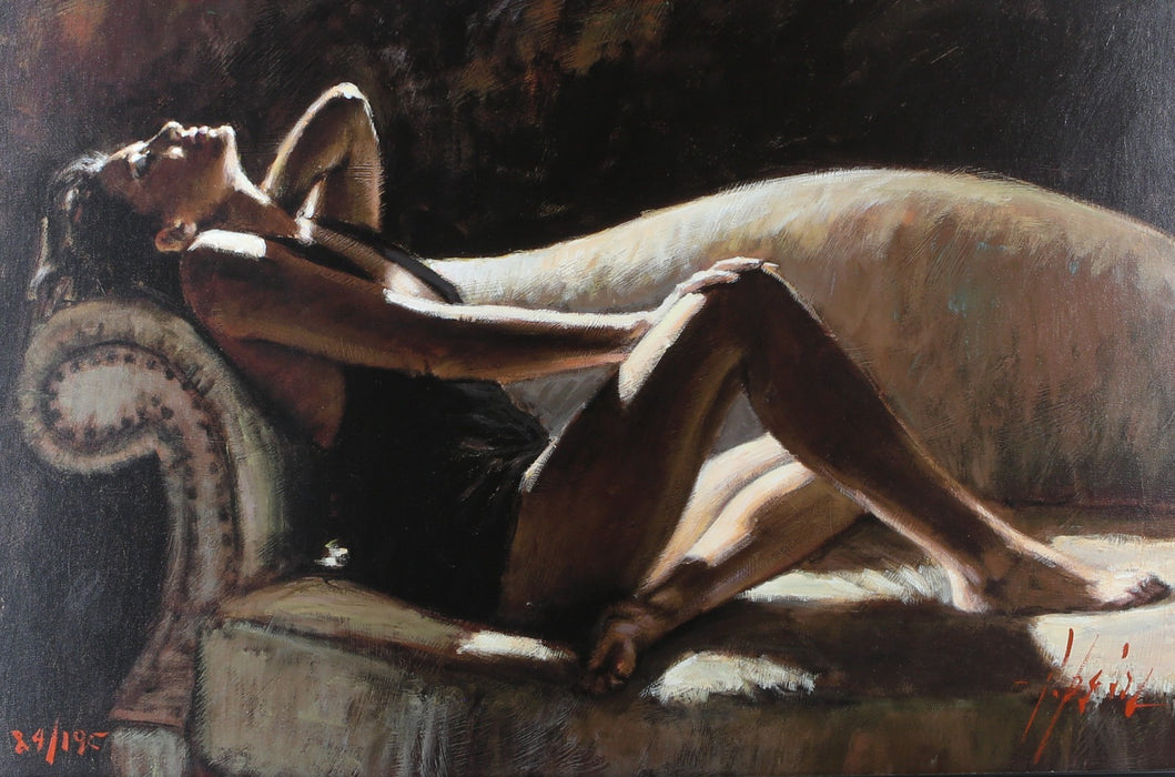 FABIAN PEREZ 'PAOLA ON THE COUCH' LARGE LIMITED EDITION CANVAS PRINT 84/195 COA