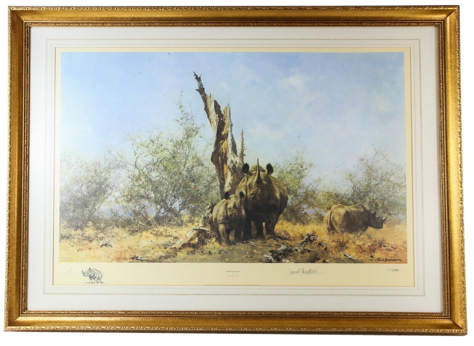 DAVID SHEPHERD 'RHINO BEWARE' LIMITED EDITION PRINT 270/1300, SIGNED