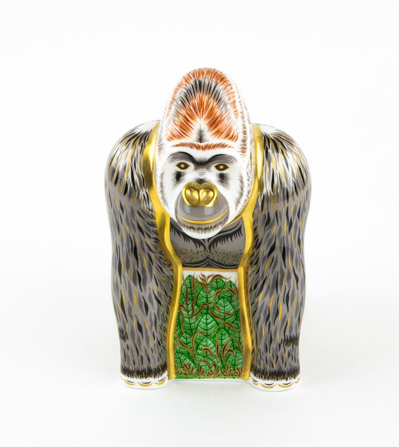 ROYAL CROWN DERBY ’MOUNTAIN GORILLA' PAPERWEIGHT FIGURE MODEL & GOLD STOPPER