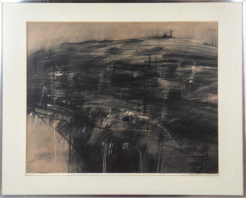 DAVID BLACKBURN, 'INDUSTRIAL LANDSCAPE', 1979 ABSTRACT ORIGINAL PASTEL, SIGNED