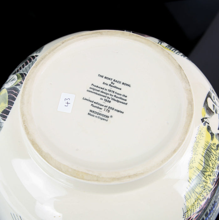 ERIC RAVILIOUS, WEDGWOOD 'BOAT RACE' 1975 LARGE LIMITED EDITION BOWL 175/200 COA