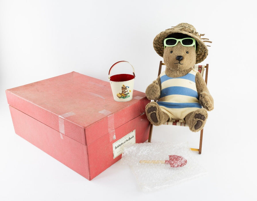 R JOHN WRIGHT - 'PADDINGTON AT THE BEACH' LIMITED EDITION TEDDY BEAR BOXED & COA