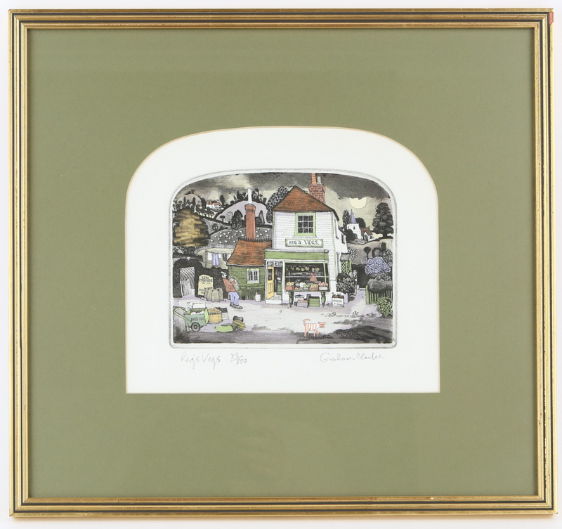 GRAHAM CLARKE, 'REG'S VEGS', LIMITED EDITION COLOUR ETCHING PRINT 83/300, SIGNED