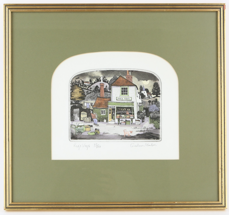 GRAHAM CLARKE, 'REG'S VEGS', LIMITED EDITION COLOUR ETCHING PRINT 83/300, SIGNED