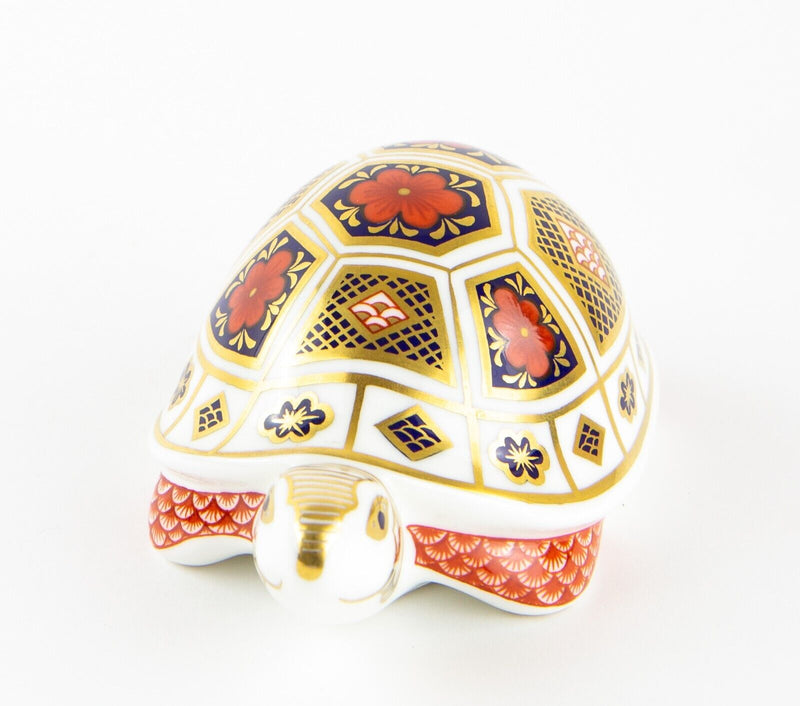 ROYAL CROWN DERBY ’TURTLE' PAPERWEIGHT FIGURE MODEL & GOLD STOPPER