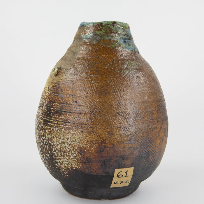 DENISE WREN, OXSHOTT POTTERY - STUDIO ART OVOID SGRAFFITO VASE, SIGNED