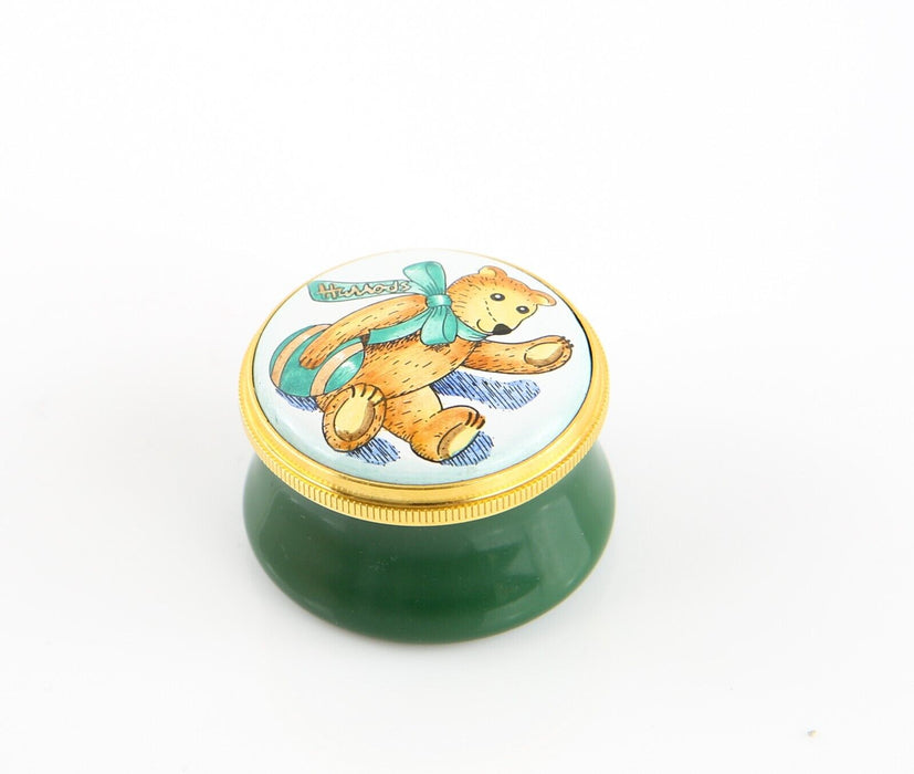 STAFFORDSHIRE 'HARRODS' BEAR ENAMEL TRINKET PILL JEWELLERY BOX