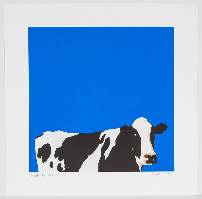 JAYSON LILLEY, 'MOOCOW BLUE', LIMITED EDITION COW SCREEN PRINT 10/100, SIGNED