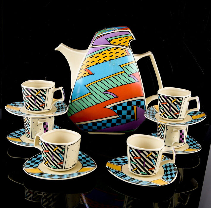 DOROTHY HAFNER, ROSENTHAL STUDIO LINE 'FLASH' COFFEE SET POT CUP CANS & SAUCERS